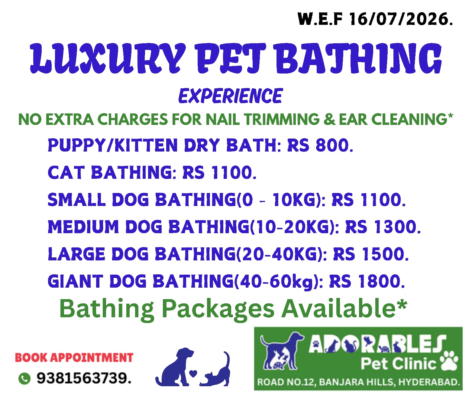 Dog being bathed and groomed at ADORABLES Pet Clinic